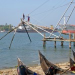 Chinese Fishing nets being erected, Cochin, Kerala